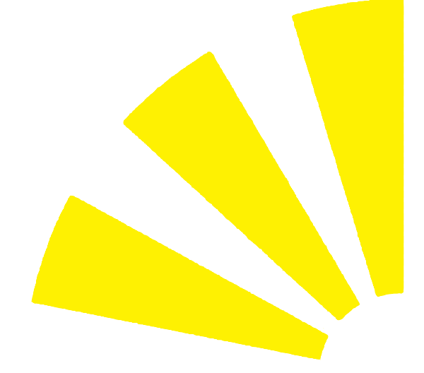 Three yellow sunburst rays on black background